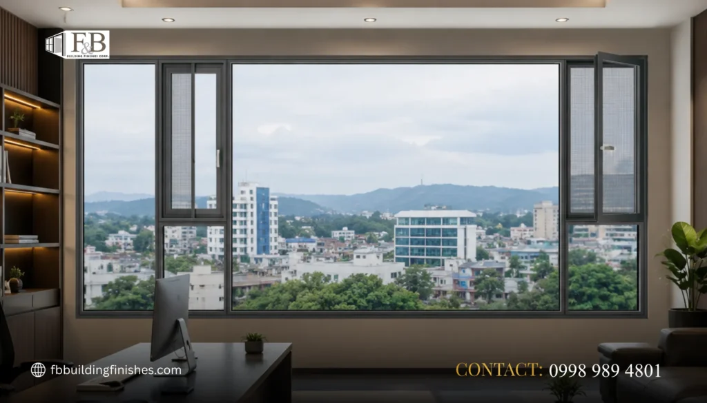 Modern commercial office in the Philippines with aluminum windows