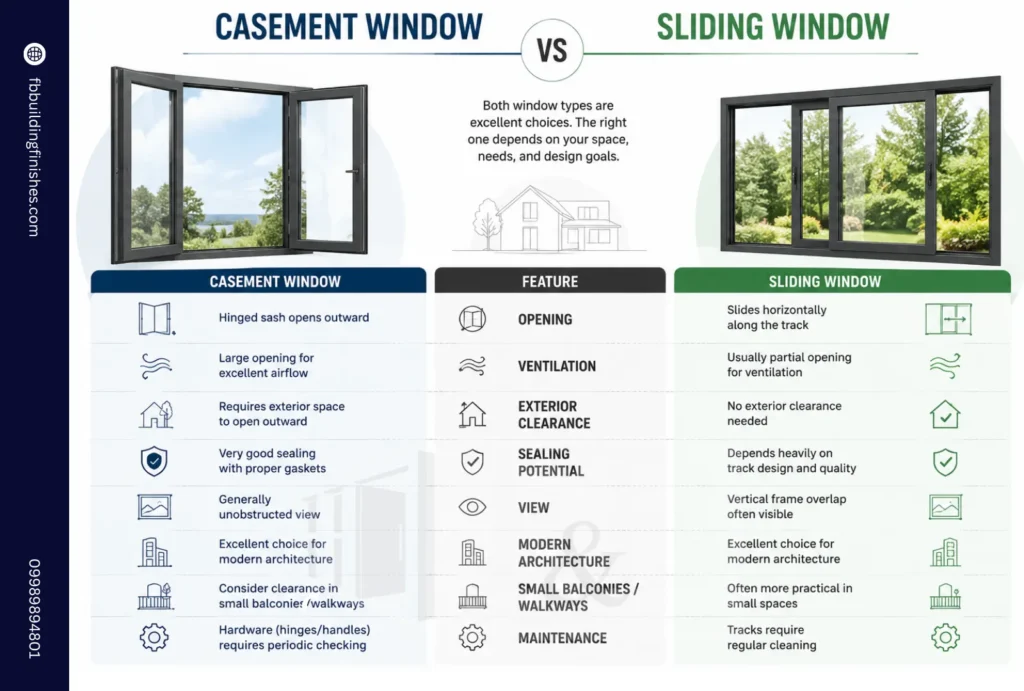 casement window vs sliding window