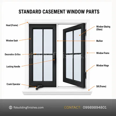 Parts of a casement window system