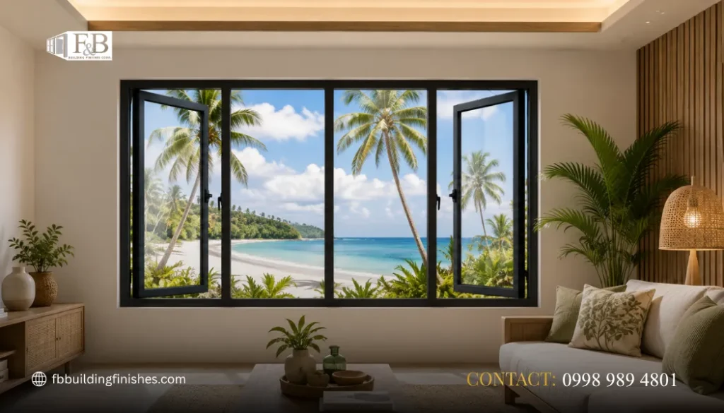 casement windows used in a tropical setting