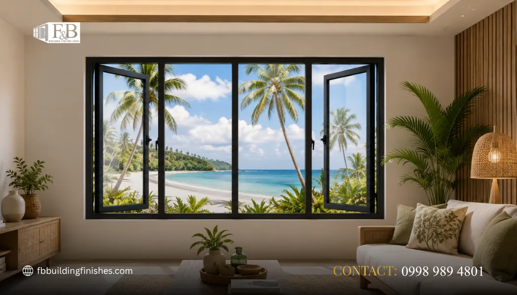 casement windows used in a tropical setting